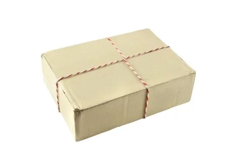 Carton box post on white background Stock Photos