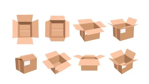 Carton box set open Stock Illustration