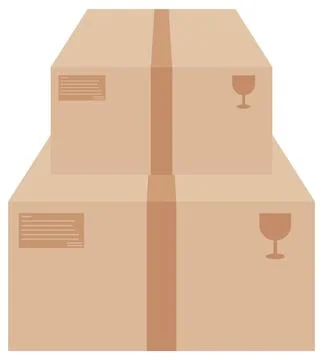 Carton box stack in cartoon design Stock Illustration