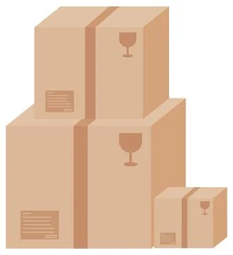 Carton box stack in cartoon design イラスト素材