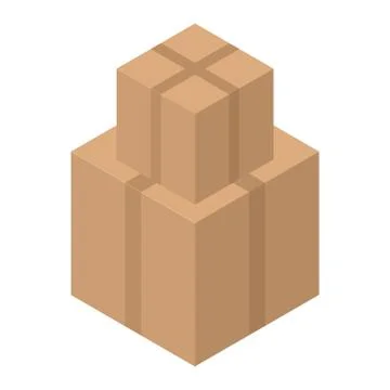 Carton box stack icon, isometric style イラスト素材