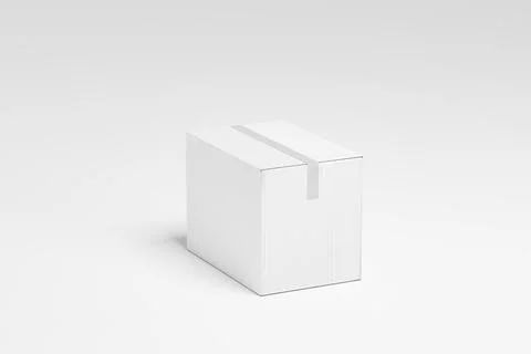 Carton box on white background 3d render Stock Photos