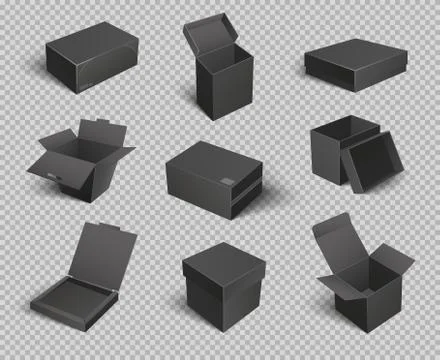 Carton Boxes and Opened Empty Packages Vector 스톡 일러스트