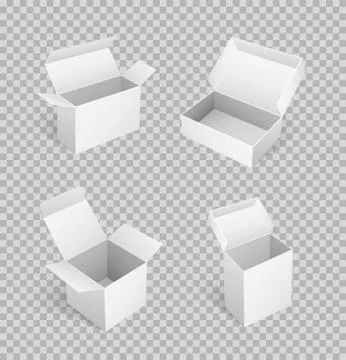 Carton Boxes and Opened Empty Packages Vector 스톡 일러스트