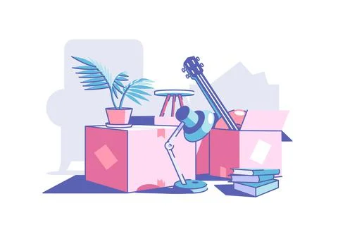 Carton boxes and stuff Stock Illustration