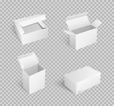 Carton Boxes with Open Top Empty Package Vector Stock Illustration