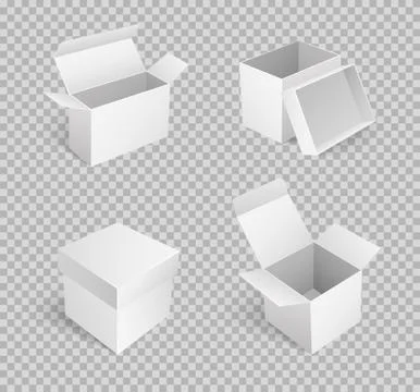 Carton Boxes with Open Top Empty Package Vector 스톡 일러스트