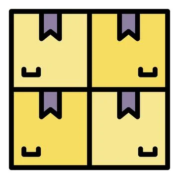 Carton boxes stack icon color outline vector Stock Illustration