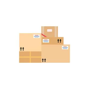 Carton boxes stacked for storage or shipping flat vector illustration isolated. イラスト素材