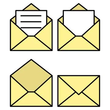 Carton envelope icon set isolated on white background Stock Illustration