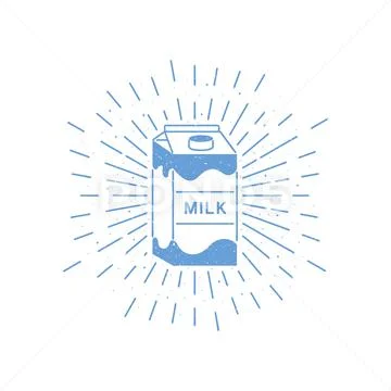 A carton of milk with sun rays grunge vintage vector illustration Stock Illustrationen
