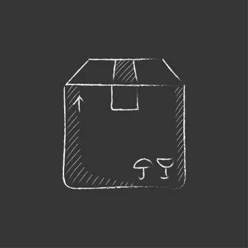 Carton package box. Drawn in chalk icon Stockillustratie