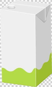 Carton: Rectangular prism with a spout and green wavy design at the bottom .. Stock Illustration