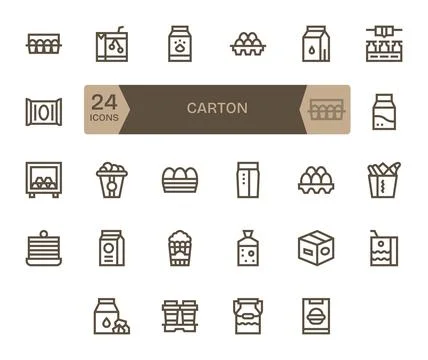 Carton Ultimate Vector Package with 24 128x128 Bold Line PIXEL Perfect Icons Stock Illustration