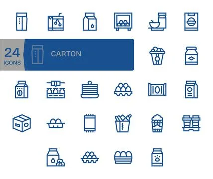 Carton Vector Icon Library with 24 Bold Line Retina Ready Pixel Optimized D.. Stock Illustration