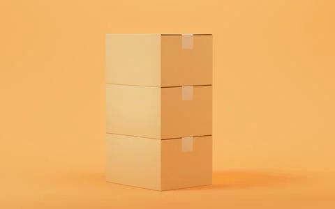 Cartons stacked together, 3d rendering. Stock Illustration