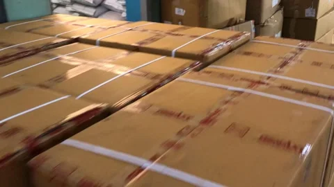 Cartons in storage Stock Footage 158439471