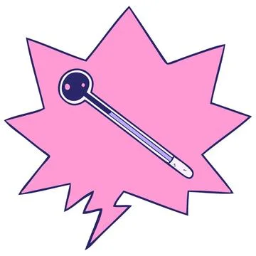 Cartoom thermometer with speech bubble in bright neon color Stock Illustration