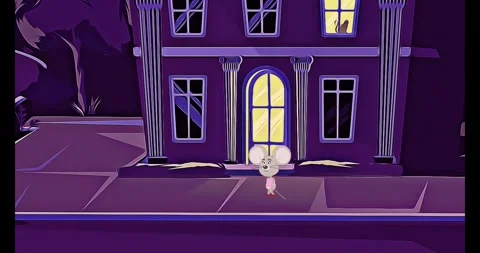 Cartoon, 1 Mouse goes to the left, background is a house, Video Stock Footage 274935219