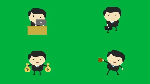 Cartoon 2d characters on green screen boy girl box and gears Animated. Stock Footage 310122490