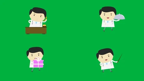 Cartoon 2d characters on green screen boy girl bench and book Animated. Stock Footage 310122497