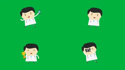 Cartoon 2d characters on green screen boy girl flag and bubble Animated. Stock Footage 310122500