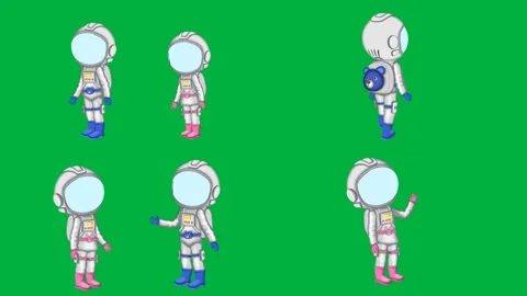 Cartoon 2d characters Spaceman Spaceman Spaceman Spaceman standing. Stock Footage 310121884