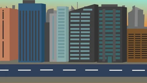 Cartoon 2D Flat empty City sideview Parallax animation background Stock Footage 265193004