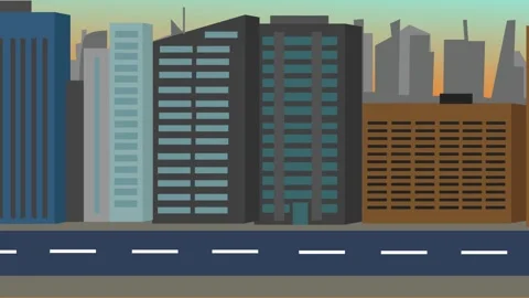 Cartoon 2D Flat empty City sideview Parallax animation background Stock Footage 265193017