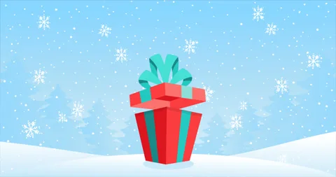 Cartoon 2D frames for Christmas and New Year. Three bouncing magic gift boxes Stock Footage 142990966