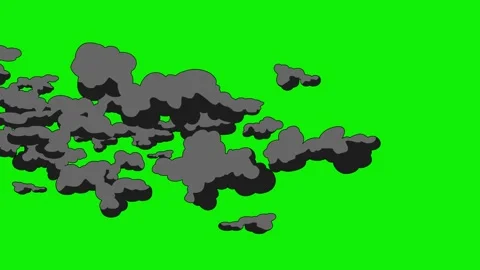 Cartoon 2d Fx Smoke Effects on a green screen. fog explosion, steam 4K video Stock Footage 314858985