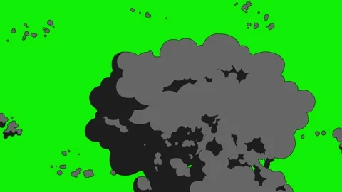 Cartoon 2d Fx Smoke Effects on a green screen. fog explosion, steam 4K video 스톡 동영상 314858989