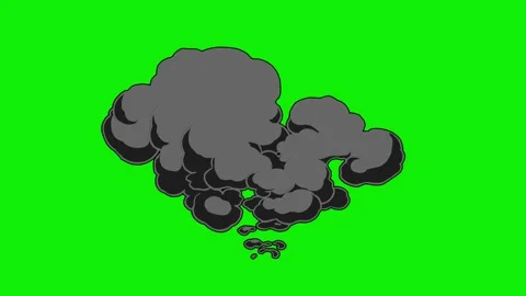 Cartoon 2d Fx Smoke Effects on a green screen. Cartoon fog explosion Video stock 316247646