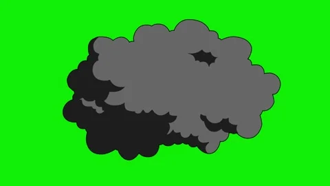 Cartoon 2d Fx Smoke Effects on a green screen. Cartoon fog explosion Stock Footage 316247648