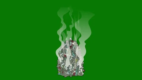 Cartoon 2D Fx Smoke Effects On A Green Screen. Fog Explosion, Steam 4K Video Stock Footage 316474998