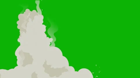 Cartoon 2d Fx Smoke Effects on a green screen. fog explosion, steam 4K video Stock Footage 318894643