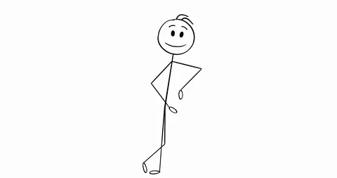 Cartoon 2D Stick Character Animation of Man Pointing On Something. Alpha Mask Stock Footage