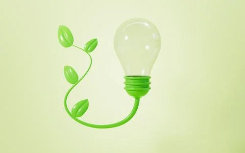 Cartoon 3d eco electrical plug and light bulb, protect environment concept,.. Stock Photos