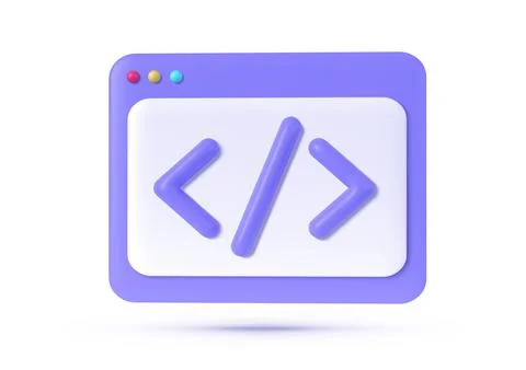 Cartoon 3D illustration with development web icon for web site design. Computer Stock Illustration