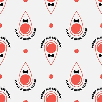 Cartoon abstract Vector Red nose day Seamless pattern. Stock Illustration