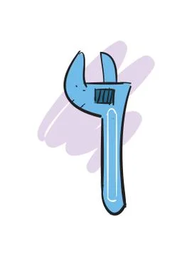 Cartoon adjustable wrench isolated vector icon Stock Illustration