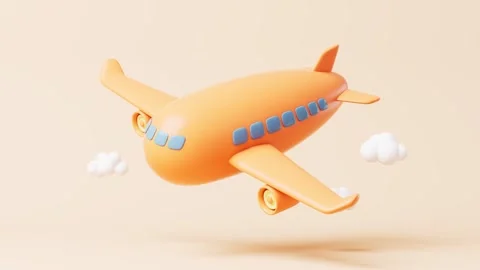 Cartoon airplane flying in sky with clouds 3d animation loop ready for trav.. Stock Footage 332147682