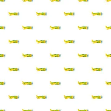 Cartoon airplane pattern flying across white background Stock Illustration