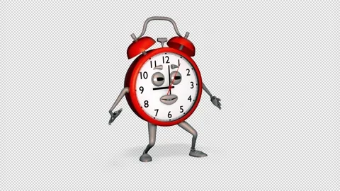 Cartoon Alarm Clock Funny Dancing Loop on Alpha Channel Video stock 166684872
