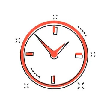 Cartoon alarm clock icon in comic style. Timer sign illustration pictogram. S Stock-Illustration