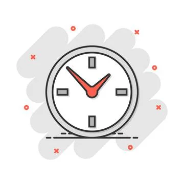 Cartoon alarm clock icon in comic style. Timer sign illustration pictogram. S 스톡 일러스트