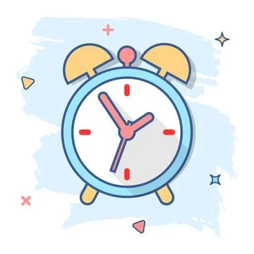 Cartoon alarm clock icon in comic style. Timer sign illustration pictogram. S Stock Illustration