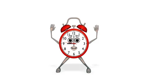 Cartoon Alarm Clock Jumping Loop on White Background Видео 166913109