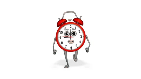 Cartoon Alarm Clock Runing Loop on White Background Vídeo Stock 166912992