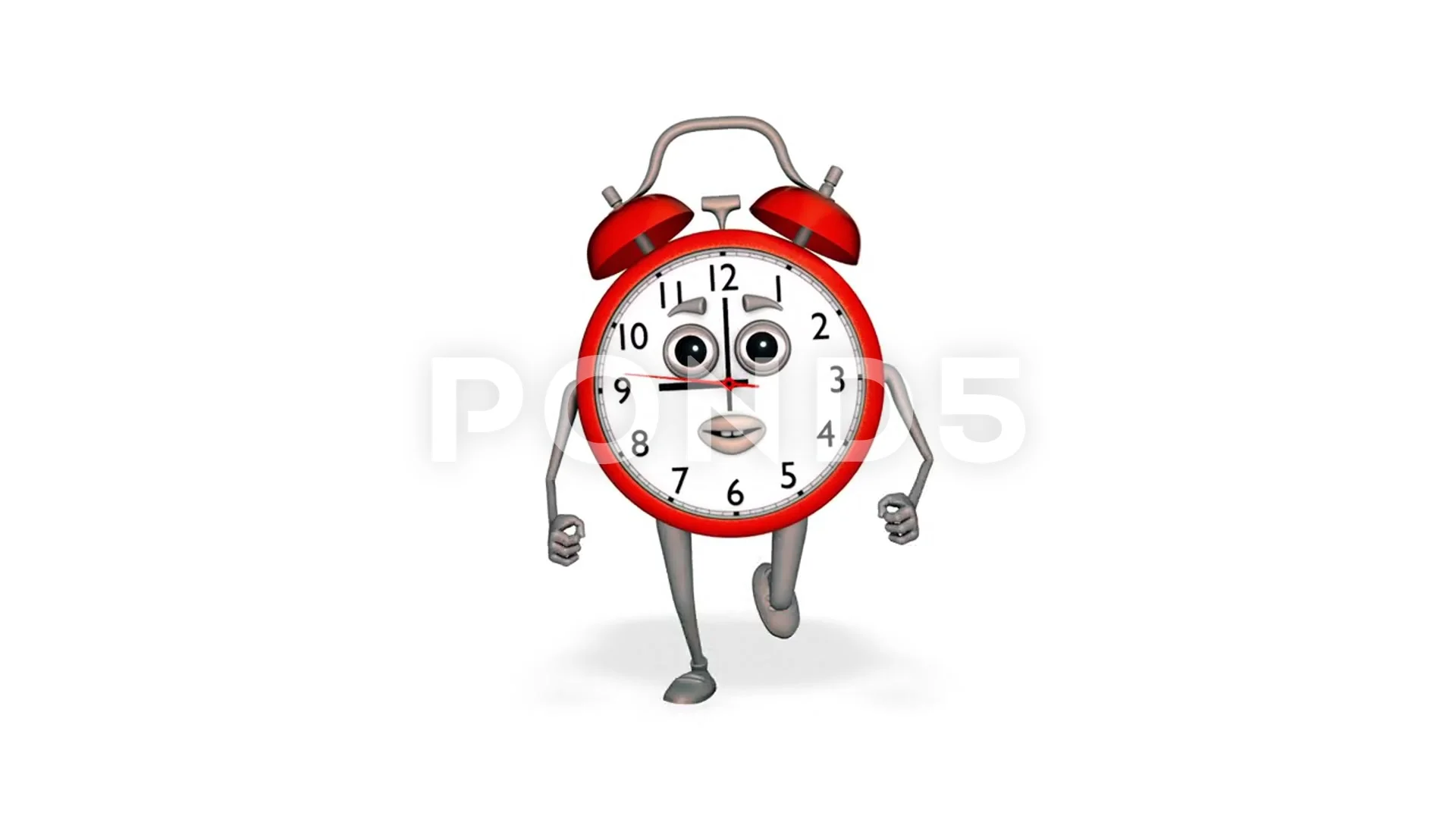 Cartoon Alarm Clock Runing Loop On White Stock Video Pond5